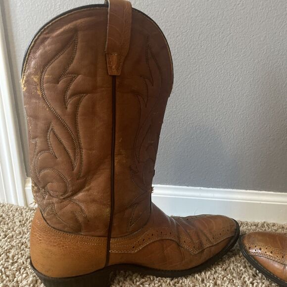 Vtg Laredo Brown Nico Leather Western Style Boots Men\'s Size 10EE Distressed USA main image 7
